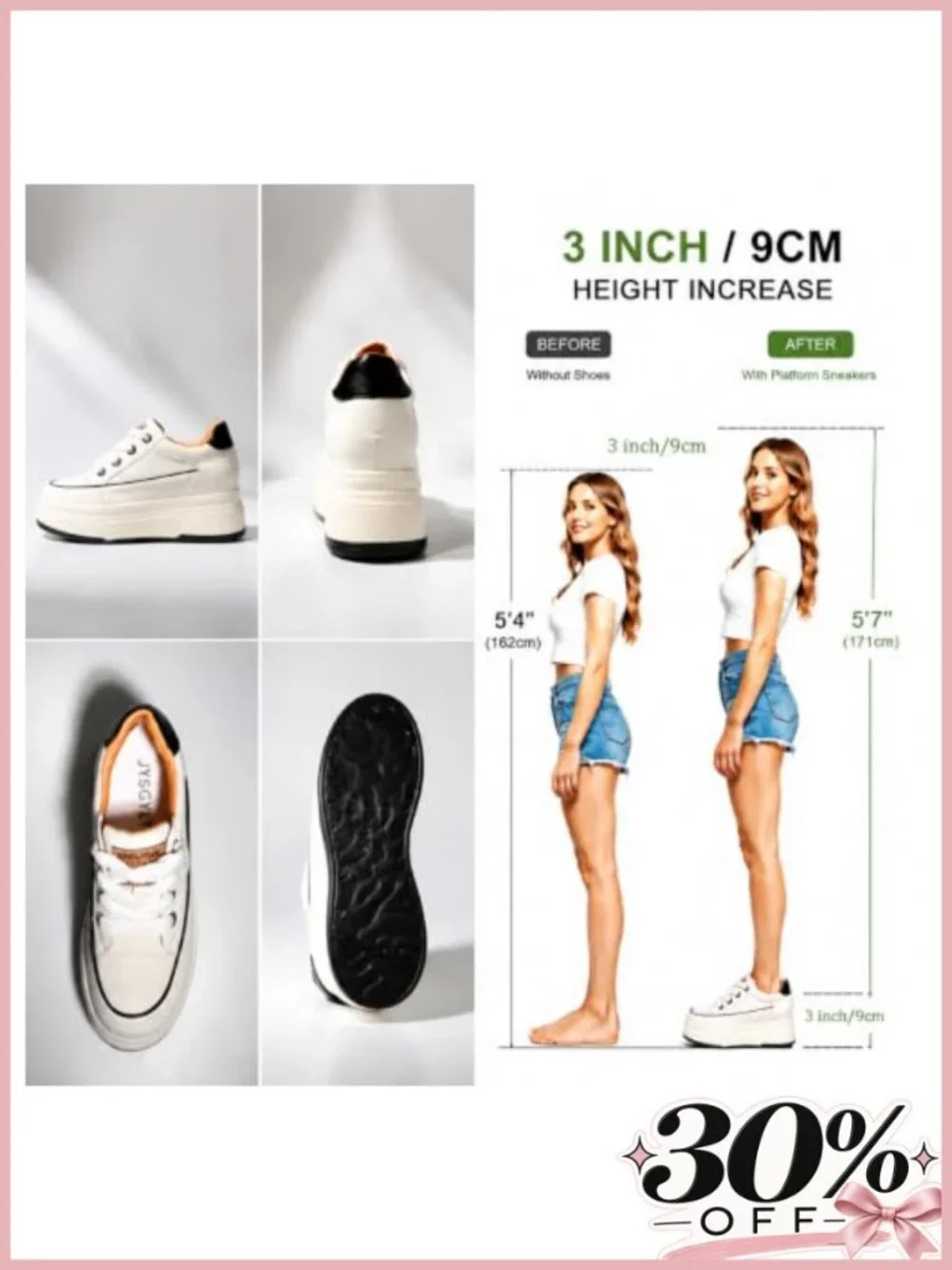 Platform Sneakers Women Chunky Casual Lace Up Comfort Shoes
